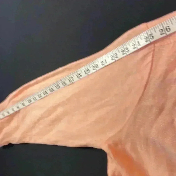 Foxcroft women’s linen tunic button up v-neck blouse size 14 peach color - Picture 6 of 9